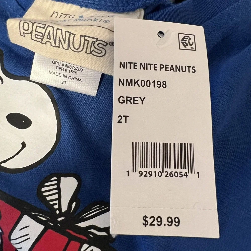 Munki Munki Kids Matching Snoopy Holiday Family Pajama Set‎ Size 2T New
